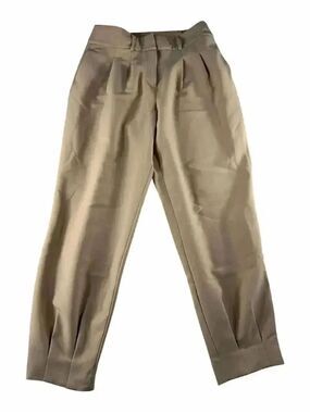 Bar III Pleated Barrel Leg Women’s Pants Tan Size 12 Two Pockets